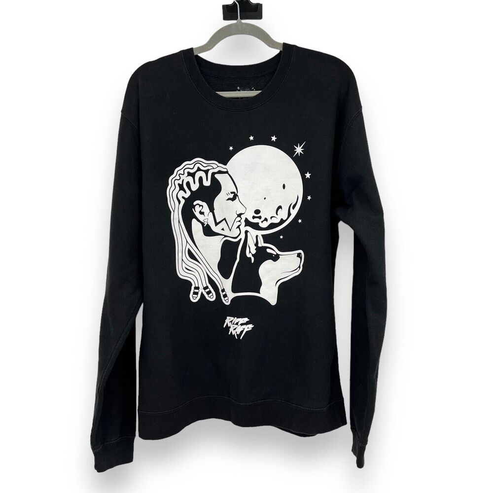 Riff Raff Jodie High Roller Black Men's Large Crewneck Pullover Sweatshirt